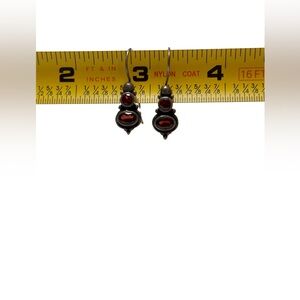 Chic Silver and Red Gemstone Earrings